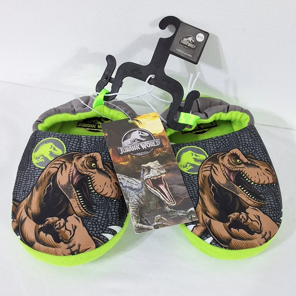 Jurassic World Boys Plush Aline Slippers, Size Large(9/10), New With Tag